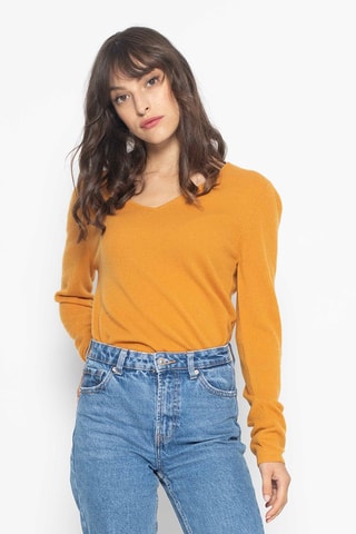 Pull Galise 100% cachemire, 2 fils - Col en V - Moutarde