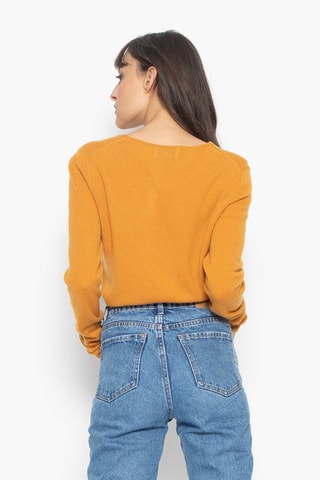 Pull Galise 100% cachemire, 2 fils - Col en V - Moutarde