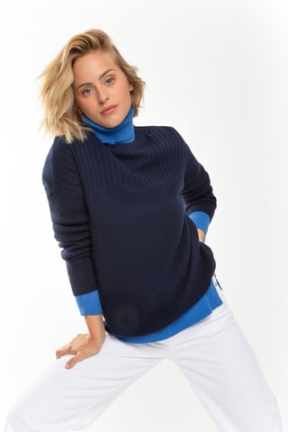 Pull Daria 100% cachemire, 2 fils - Col rond - Bleu marine