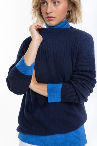 Pull Daria 100% cachemire, 2 fils - Col rond - Bleu marine