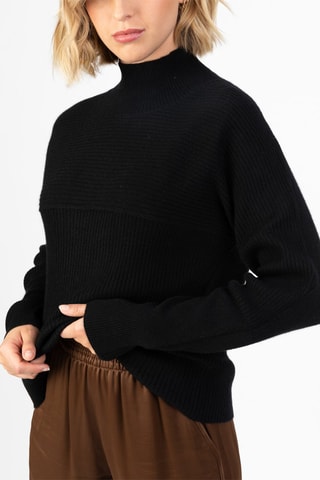 Pull Benedicte 100% cachemire, 2 fils - Col montant – Noir