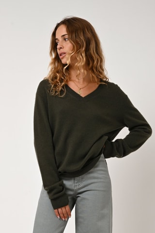 Pull Gardoria 100% cachemire - Col en V - Kaki