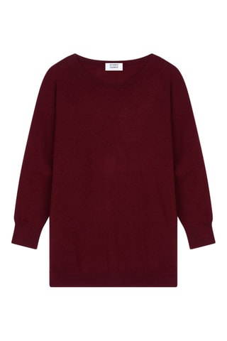 Pull Goléon 100% cachemire, 2 fils - Col rond - Bordeaux