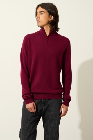 Pull camionneur Ambin 100% cachemire - Col montant - Bordeaux