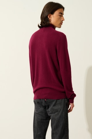 Pull camionneur Ambin 100% cachemire - Col montant - Bordeaux