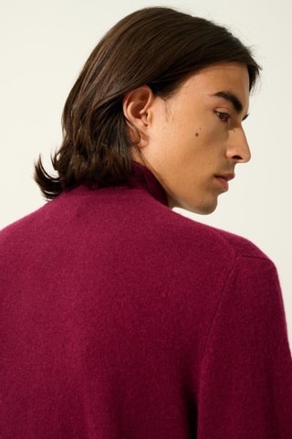 Pull camionneur Ambin 100% cachemire - Col montant - Bordeaux