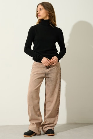 Pull Bise 100% cachemire, 2 fils - Col montant - Noir