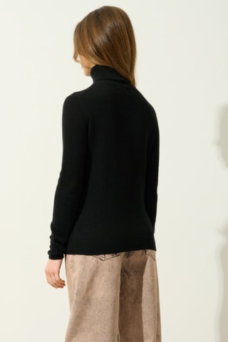 Pull Bise 100% cachemire, 2 fils - Col montant - Noir