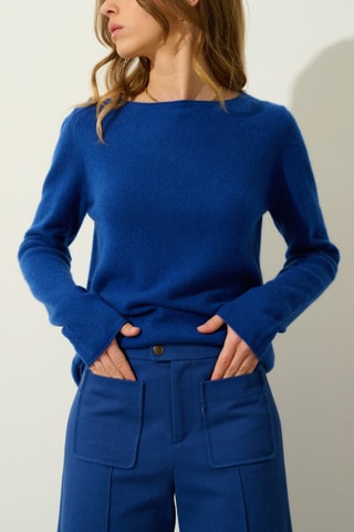 Pull Criou 100% cachemire, 2 fils - Col bateau - Bleu