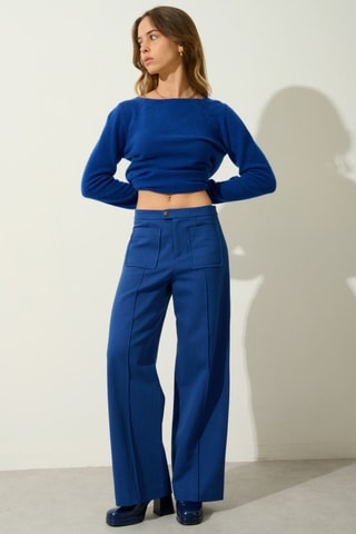 Pull Criou 100% cachemire, 2 fils - Col bateau - Bleu