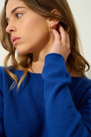 Pull Criou 100% cachemire, 2 fils - Col bateau - Bleu