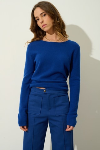Pull Epéna 100% cachemire, 2 fils - Col rond - Bleu