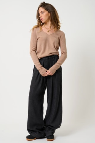 Pull Galise 100% cachemire, 2 fils - Col en V - Camel