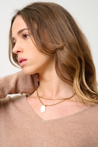 Pull Galise 100% cachemire, 2 fils - Col en V - Camel