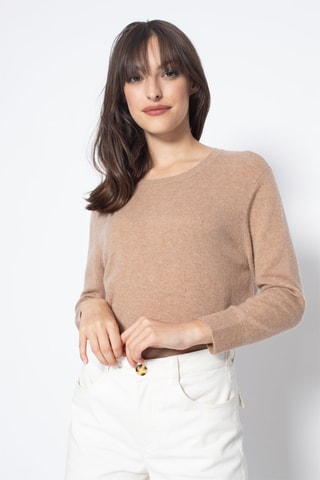 Pull Estaris 100% cachemire, 2 fils - Col rond - Doré rose