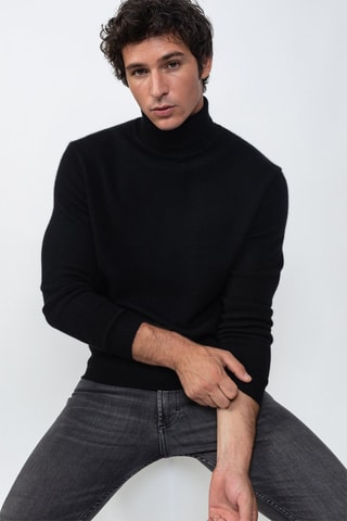 Pull Martin 100% cachemire, 4 fils - Col montant - Noir