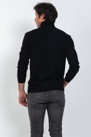 Pull Martin 100% cachemire, 4 fils - Col montant - Noir