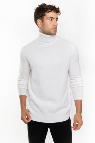 Pull Martin 100% cachemire, 4 fils - Col montant - Blanc