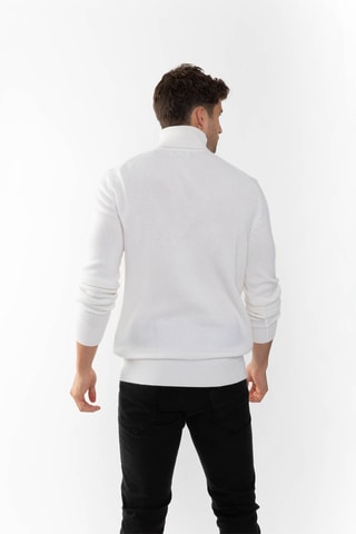 Pull Martin 100% cachemire, 4 fils - Col montant - Blanc