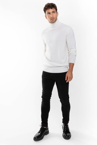 Pull Martin 100% cachemire, 4 fils - Col montant - Blanc