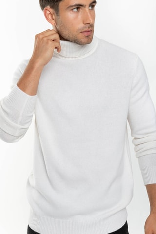 Pull Martin 100% cachemire, 4 fils - Col montant - Blanc