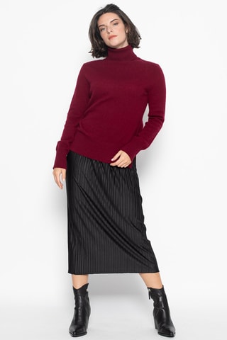 Pull Fornet 100% cachemire, 2 fils - Col montant - Bordeaux