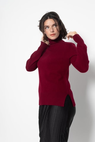 Pull Fornet 100% cachemire, 2 fils - Col montant - Bordeaux