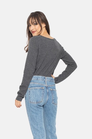 Pull Epéna 100% cachemire, 2 fils - Col rond - Anthracite chiné