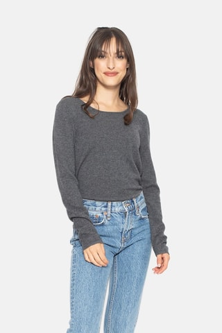 Pull Epéna 100% cachemire, 2 fils - Col rond - Anthracite chiné