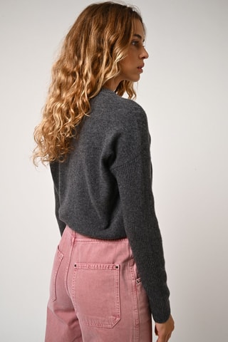 Pull Daria 100% cachemire, 2 fils - Col rond - Anthracite chiné