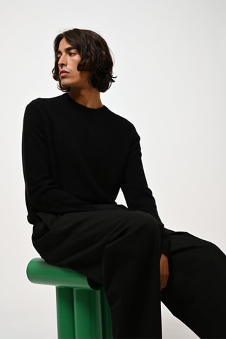 Pull Aiglière 100% cachemire, 2 fils - Col rond - Noir