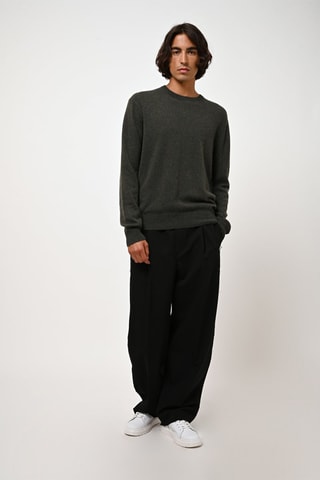 Pull Aiglière 100% cachemire, 2 fils - Col rond - Kaki chiné