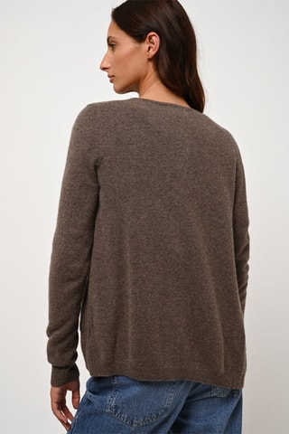 Pull Lanfon 100% cachemire, 2 fils - Encolure bateau - Taupe chiné