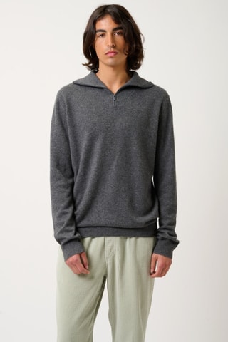 Pull camionneur Noemie 100% cachemire - Col montant - Anthracite chiné