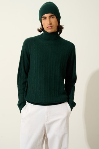 Pull torsadé Kona 100% cachemire - Col montant - Cyprès