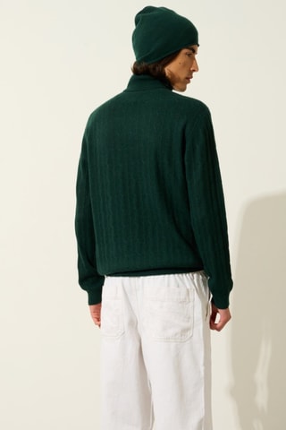 Pull torsadé Kona 100% cachemire - Col montant - Cyprès