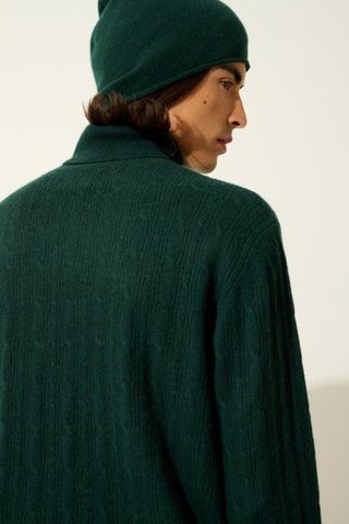 Pull torsadé Kona 100% cachemire - Col montant - Cyprès