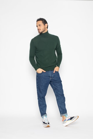 Pull Bange 100% cachemire, 2 fils - Col montant - Vert émeraude