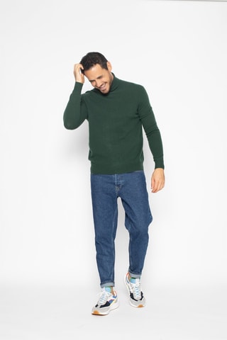Pull Bange 100% cachemire, 2 fils - Col montant - Vert émeraude