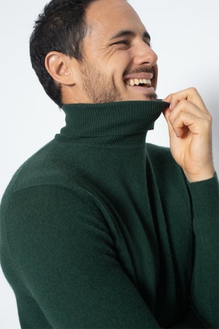 Pull Bange 100% cachemire, 2 fils - Col montant - Vert émeraude