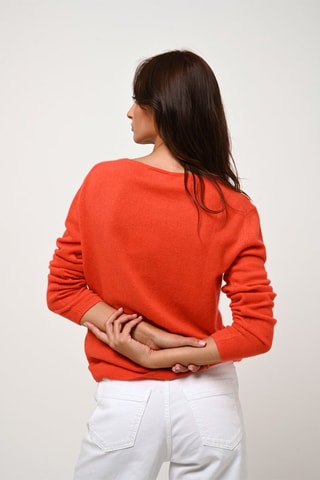 Pull Lanfon 100% cachemire, 2 fils - Encolure bateau - Orange