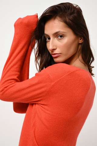 Pull Lanfon 100% cachemire, 2 fils - Encolure bateau - Orange