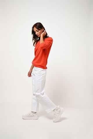 Pull Lanfon 100% cachemire, 2 fils - Encolure bateau - Orange