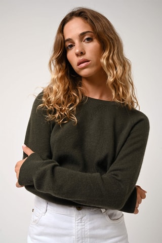Pull Etret 100% cachemire - Col rond - Kaki