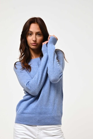 Pull Etret 100% cachemire - Col rond - Bleu ciel