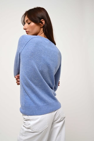 Pull Etret 100% cachemire - Col rond - Bleu ciel