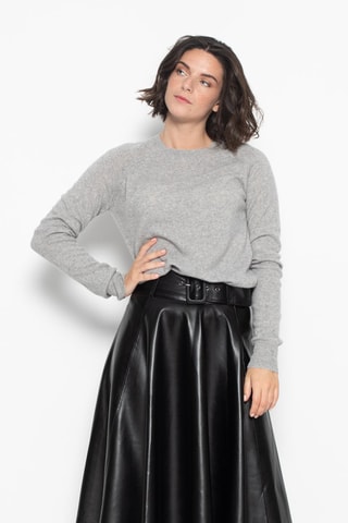 Pull Etret 100% cachemire, 2 fils - Col rond - Gris clair chiné