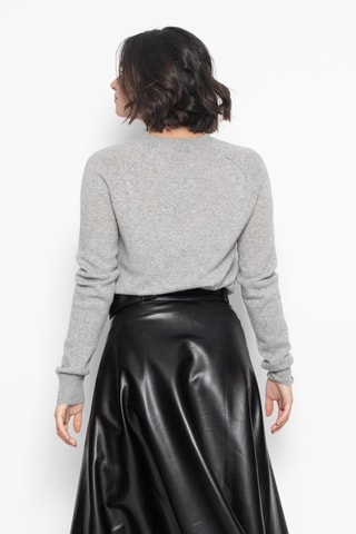 Pull Etret 100% cachemire, 2 fils - Col rond - Gris clair chiné