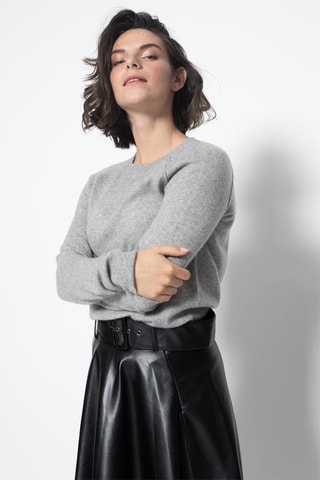 Pull Etret 100% cachemire, 2 fils - Col rond - Gris clair chiné