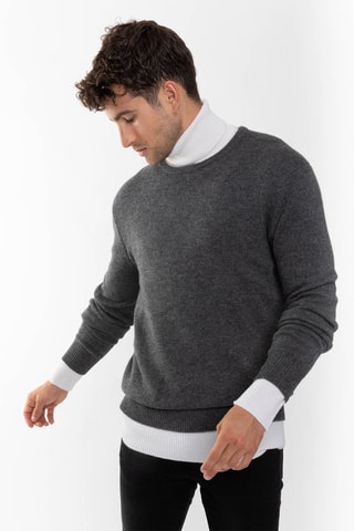Pull Victo 100% cachemire, 4 fils - Col rond - Anthracite chiné